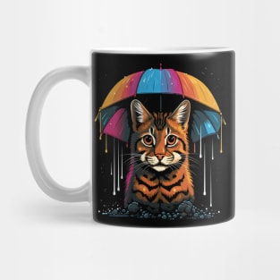 American Bobcat Rainy Day With Umbrella Mug